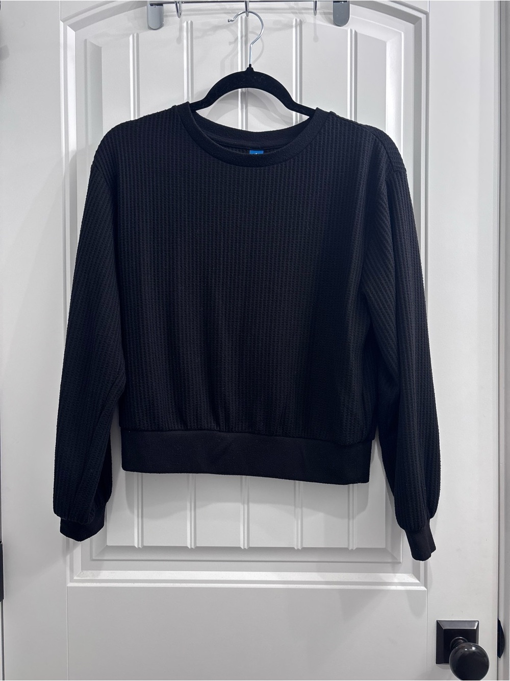 Old Navy Black Waffle Knit Crewneck Sweater